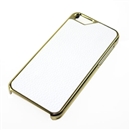 White Deluxe PU Leather with Gold Edge Snap-On Hard Case Cover for Apple iPhone 5 5G 5th Gen