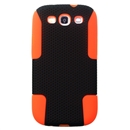 BLACK AND ORENGE APEX PERFORATED DOUBLE LAYER HARD CASE COVER FOR SAMSUNG GALAXY S 3 III