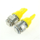 2PCS T10 5050 SMD Hyper Yellow Car Smd Wedge 5 Led Light Bulbs 12V