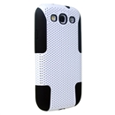 WHITE AND BLACK ORENGE APEX PERFORATED DOUBLE LAYER HARD CASE COVER FOR SAMSUNG GALAXY S 3 III