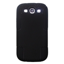 BLACK  APEX PERFORATED DOUBLE LAYER HARD CASE COVER FOR SAMSUNG GALAXY S 3 III