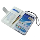 White Stand Litchi PU Leather Case Cover Wallet for Samsung GALAXY NOTE 2 II N7100 with Strap