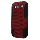 RED AND BLACK APEX PERFORATED DOUBLE LAYER HARD CASE COVER FOR SAMSUNG GALAXY S 3 III