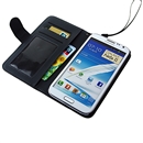 Black Stand Litchi PU Leather Case Cover Wallet for Samsung GALAXY NOTE 2 II N7100 with Strap