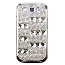 Samsung Galaxy SIII S3 S 3 i9300 CRYSTAL BLING HARD CASE COVER DIAMOND Stripe Sliver